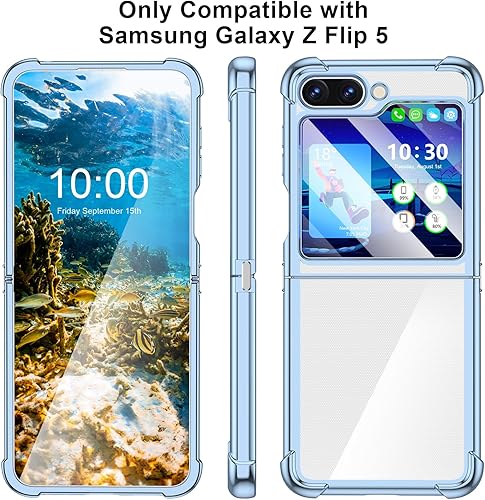 Miniatura 2 de Funda para Galaxy Z Flip 5, funda Z Flip 5, transparente, delgada, transparente, bisagra a prueba de golpes, suave TPU flip5 funda para teléfono