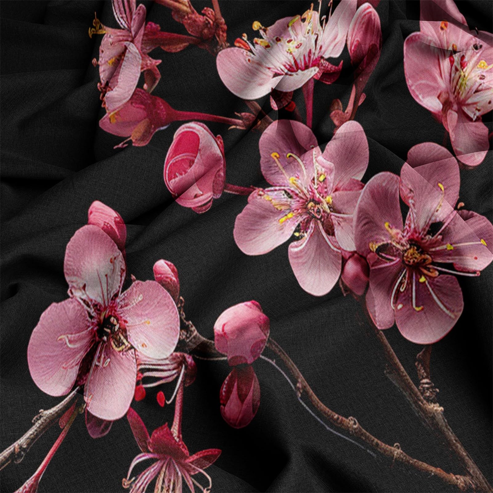 Spannbettlaken 160x200cm Rosa Blume Schwarz Kinder Spannbetttuch für Jungen Mädchen Jugendliche Dekor Bettlaken Set 3D Gedruckt Matratzenbezug mit 2 Kissenbezügen