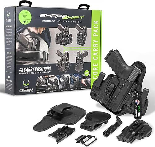 Miniatura 1 de Alien Gear ShapeShift - Paquete de transporte básico  4 pistoleras diferentes en 1  incluye IWB, apéndice, pala OWB y cinturón deslizante OWB