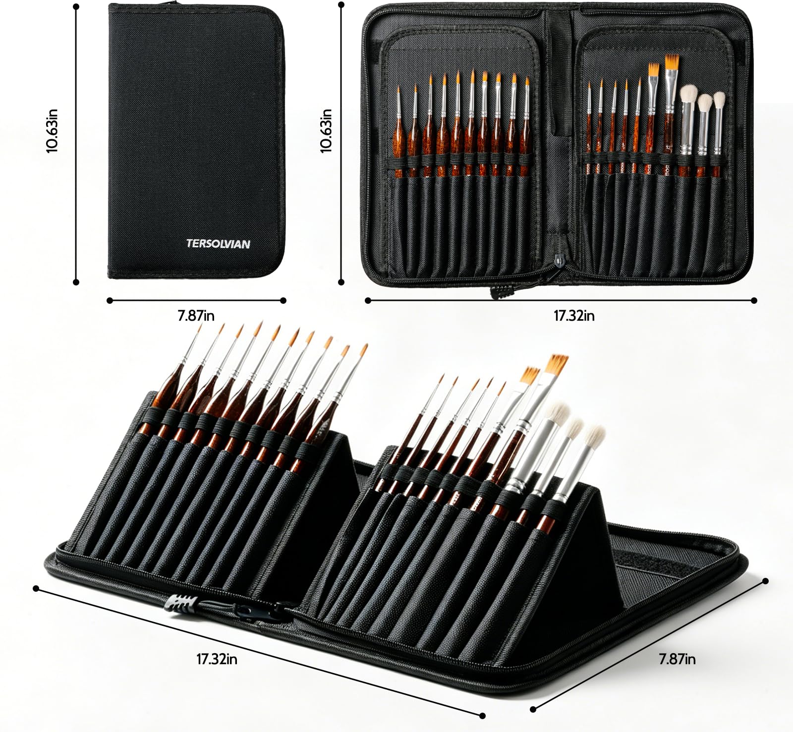 Juego de 20 pinceles de pintura en miniatura, cerdas de nailon, mango de madera natural, juego de pinceles para pintura acrílica, pincel de pintura de detalles con estuche de transporte