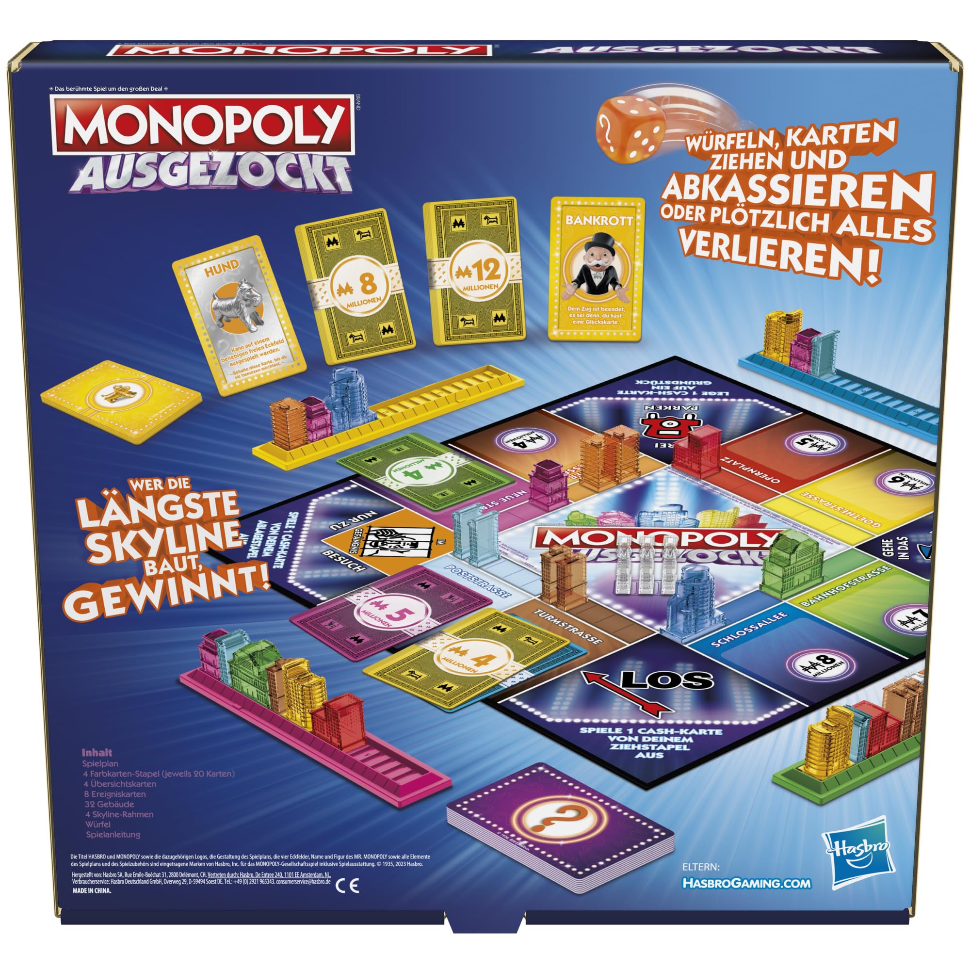 Monopoly Jeu de société tiré - Jeu Familial Rapide Monopoly pour 2 à 4 Joueurs - Durée de Jeu : Environ 20 Min.