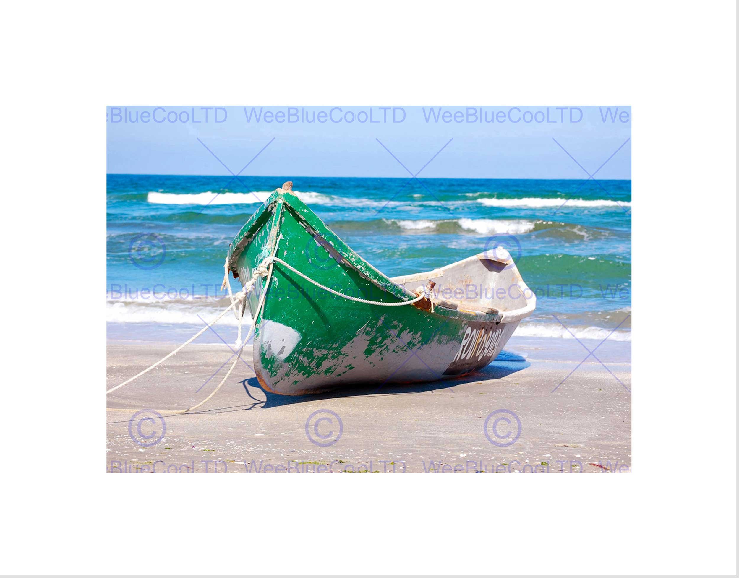 Wee Blue Coo Seascape Beach Boat Sand Ocean Sea Surf Picture Wall Art Print