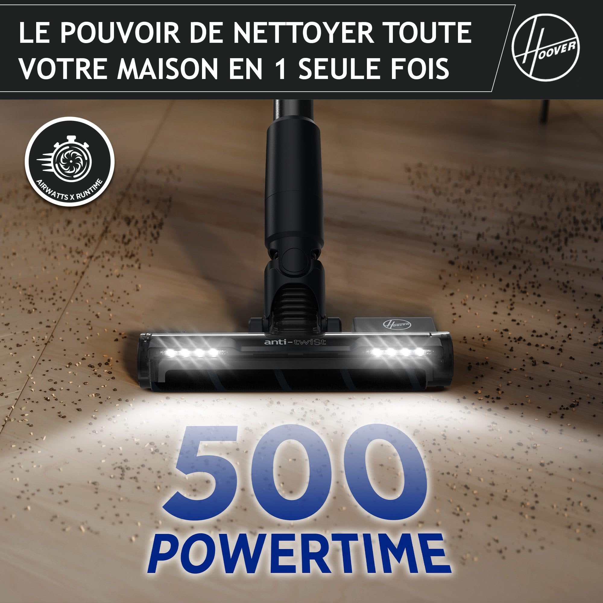 Hoover Ultra-léger HF201P Aspirateur Balai sans Fil, Turbobrosse Spécial Animaux, Technologie Ultra Compact x3, 1L, Puissant 50AW, 40 Min, Brosse Sols durs Anti-Twist, Eclairage LED, Noir & Ver