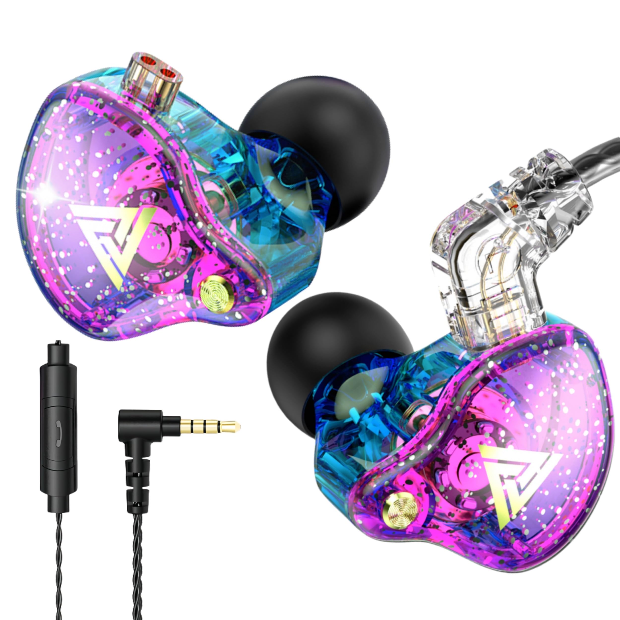HJX QKZ AK6 Pro Wired IEM for Gaming Earbuds with MIC, in Ear Monitor Headphones, Deep Bass Sound, 1DD 11mm Dynamic Driver, IEM for Music Video