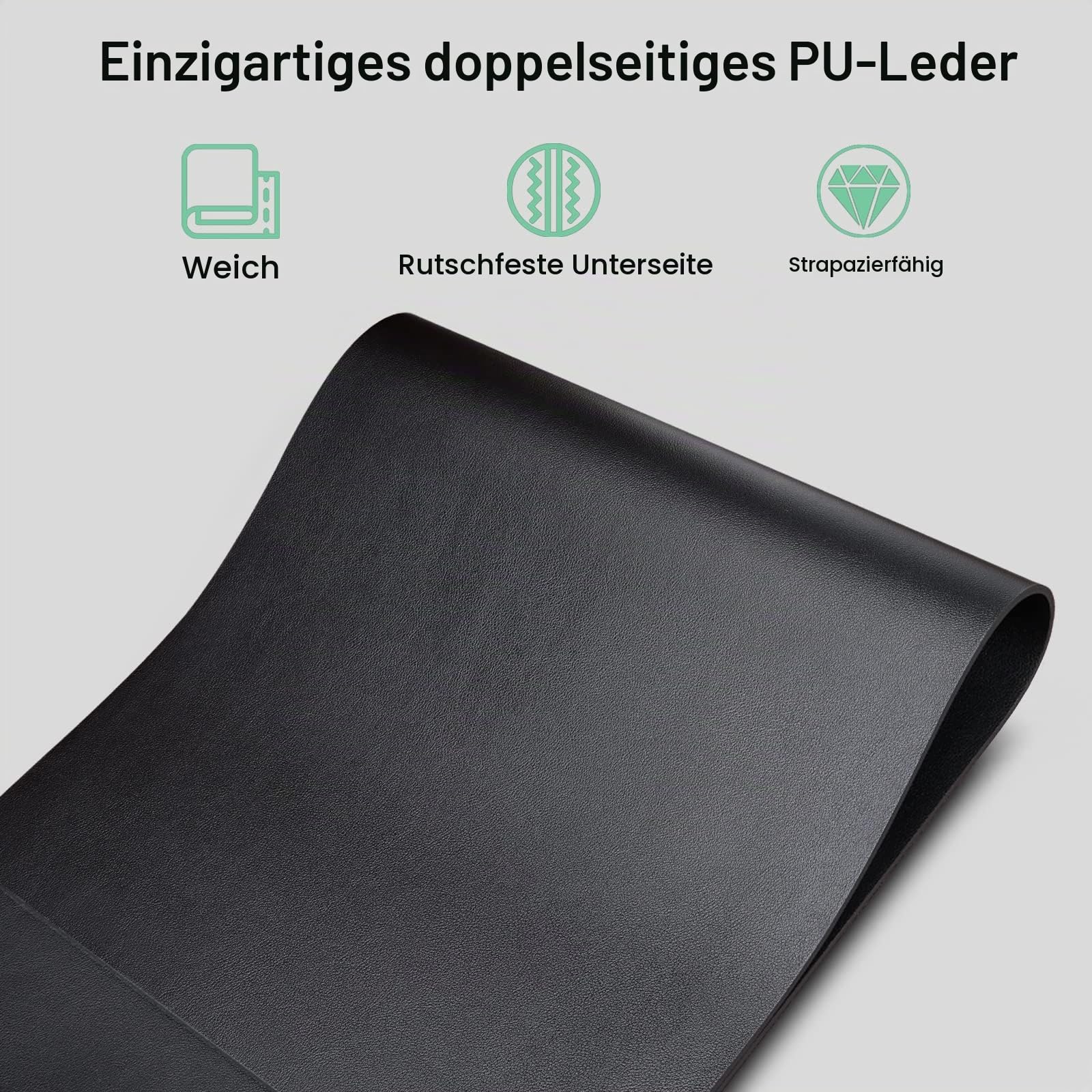 GORESE Schreibtischunterlage Leder Kabellose Ladetischmatte Mauspad 10W Desk Mat 900x420x4mm mit 10W Schnellladung-Tischmatte Kabelloses Laden Wasserdichte Schreibunterlage für Büro/Zuhause