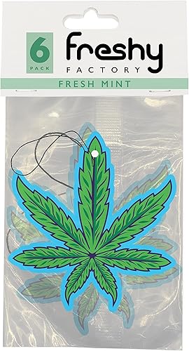 Weed Leaf Ambientador de coche Mint Scent Freshy Factory (paquete de 6)