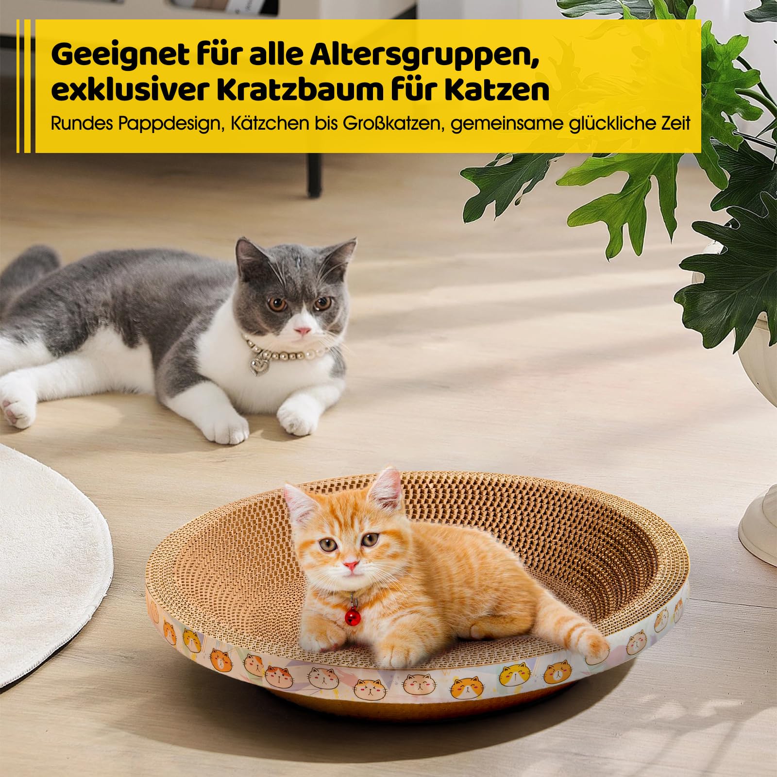 perfk Katzenkratzbrett aus Pappe, Bett, Katzenkratzpad, Couch, Heimtierbedarf, Ruhe-Kratzbrett zum Schutz von Schleifklauen und Möbeln, Extra Groß