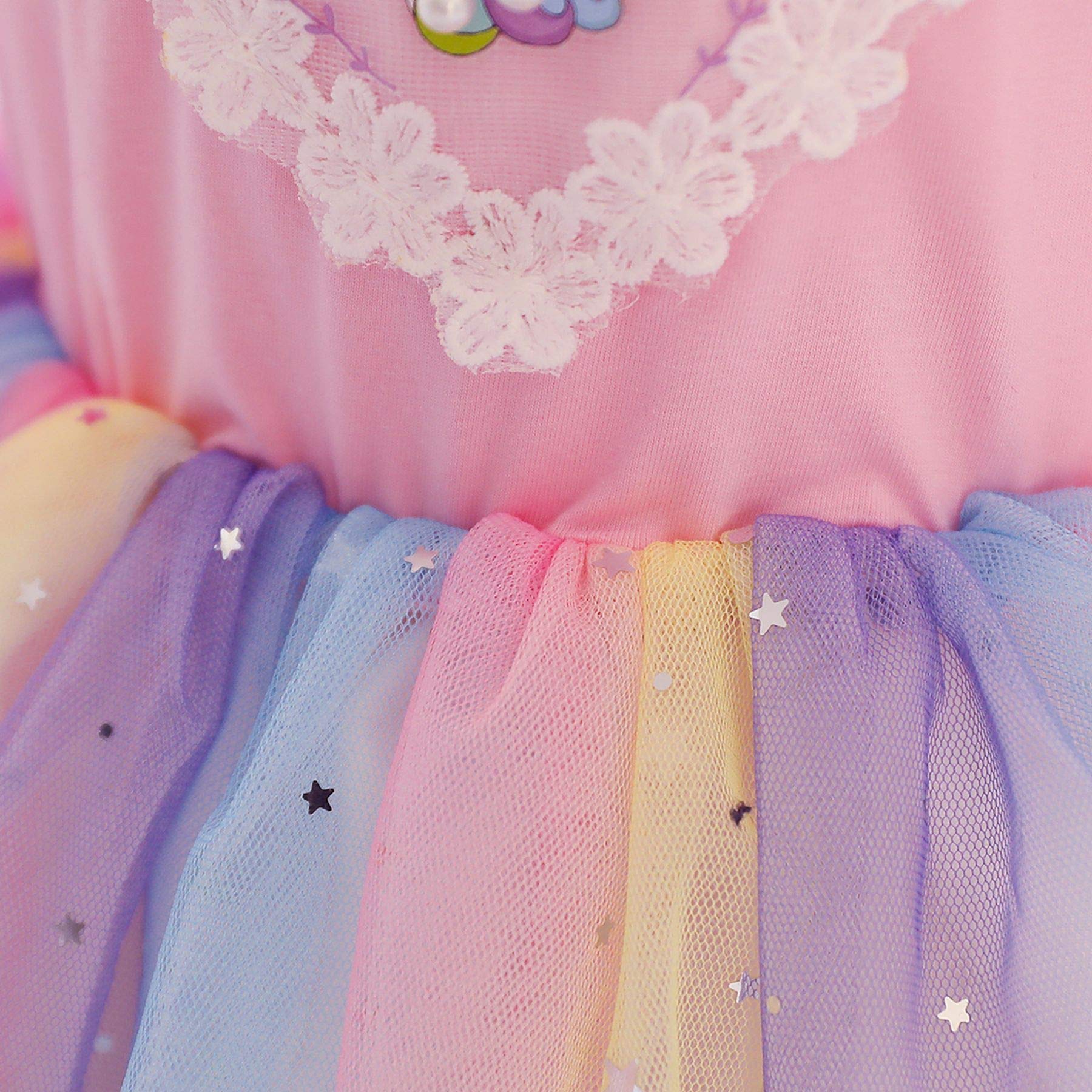 Niñas Vestidos Manga Larga Cumpleaños Niños Vestido Arco Iris Lentejuelas Jersey Vestidos Princesa