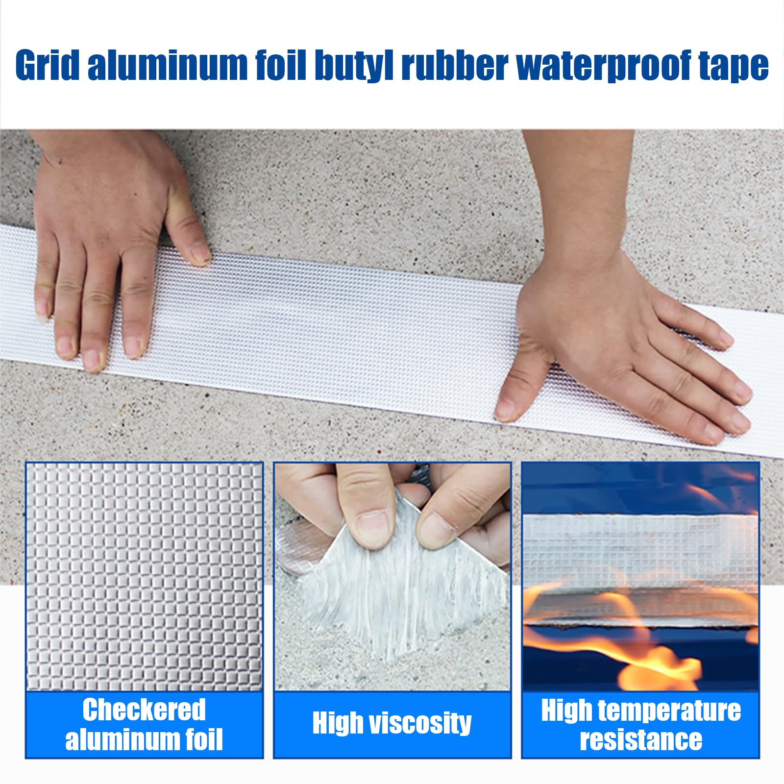 Cinta De Butilo para ReparacióN,Cinta Fugas Agua Presion,Cinta Adhesiva De Aluminio Butilo Impermeable,Elegante Y Bonito,Adecuado para ReparacióN De Ventanas