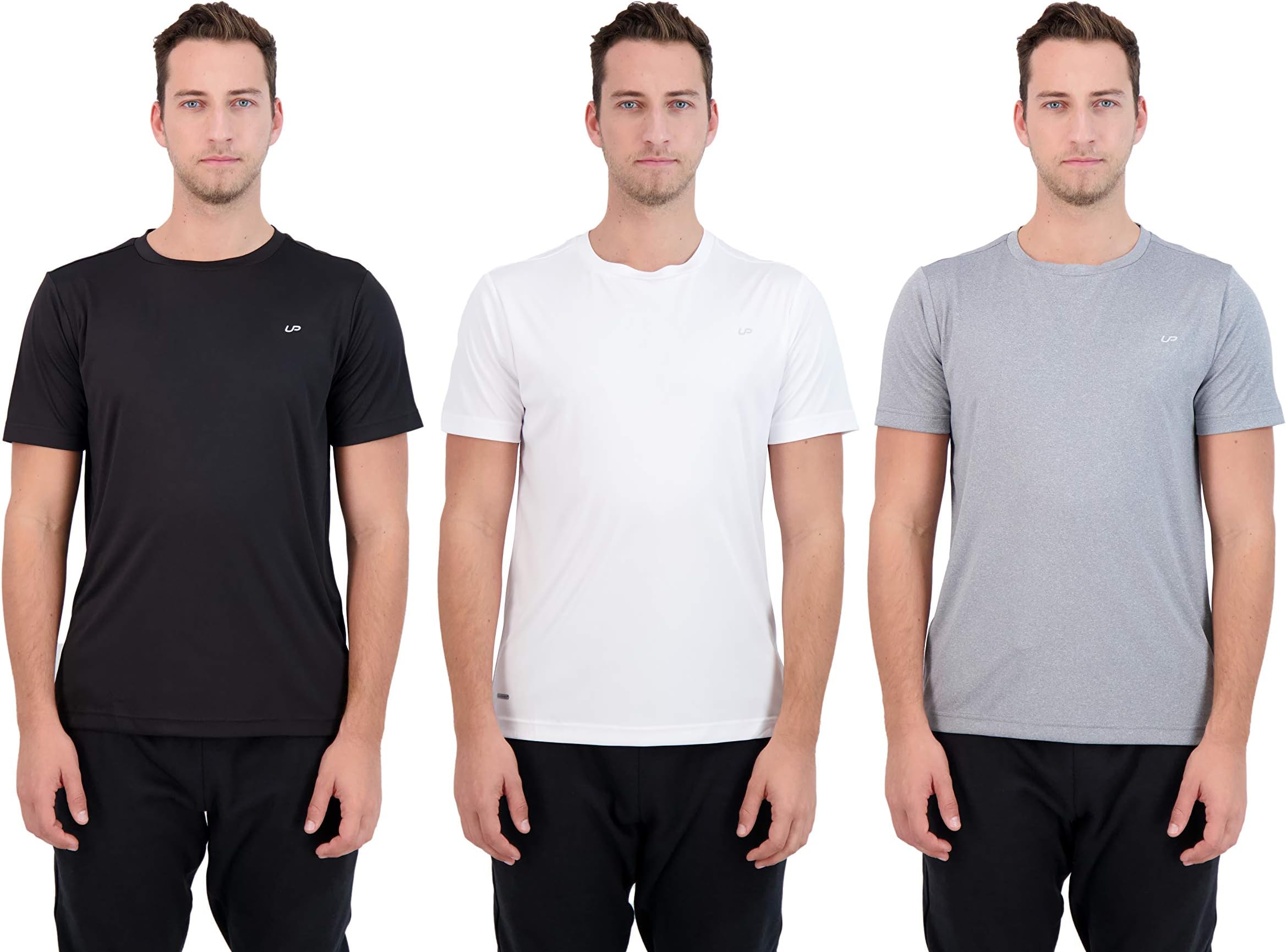 Unipro Mens 3 Pack T-Shirts Quick Dry Performance Active Fit Short Sleeve Tees for Workout Training and Exercise
