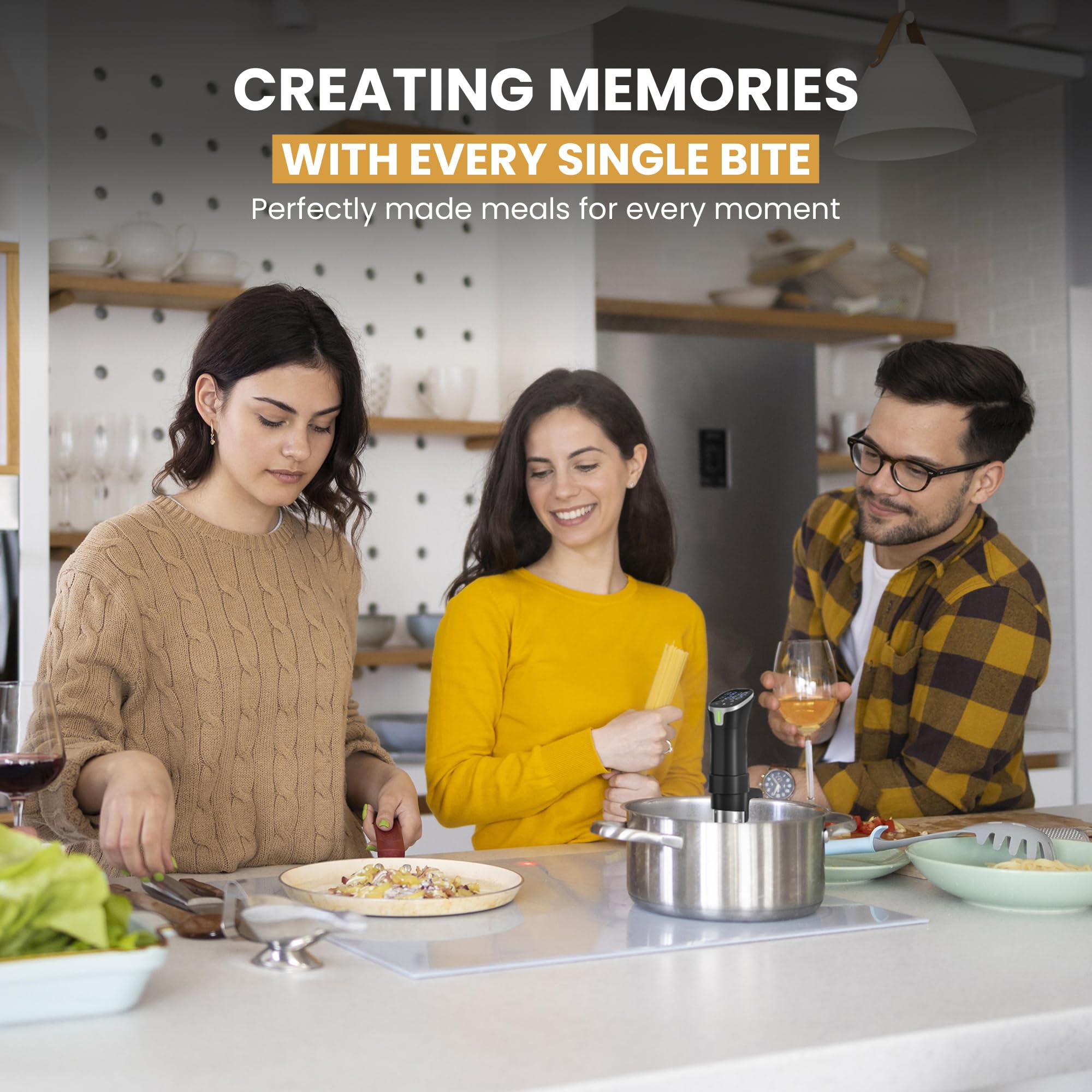 CRUXO 1100W Sous Vide Cooker Kit With App Control, Immersion Circulator, LED Display, Touch Panel, Vacuum Sealer & 10 Sealing Bags | Suvee Sous Vide Machine For Precise Cooking, Smart Thermal Cooker