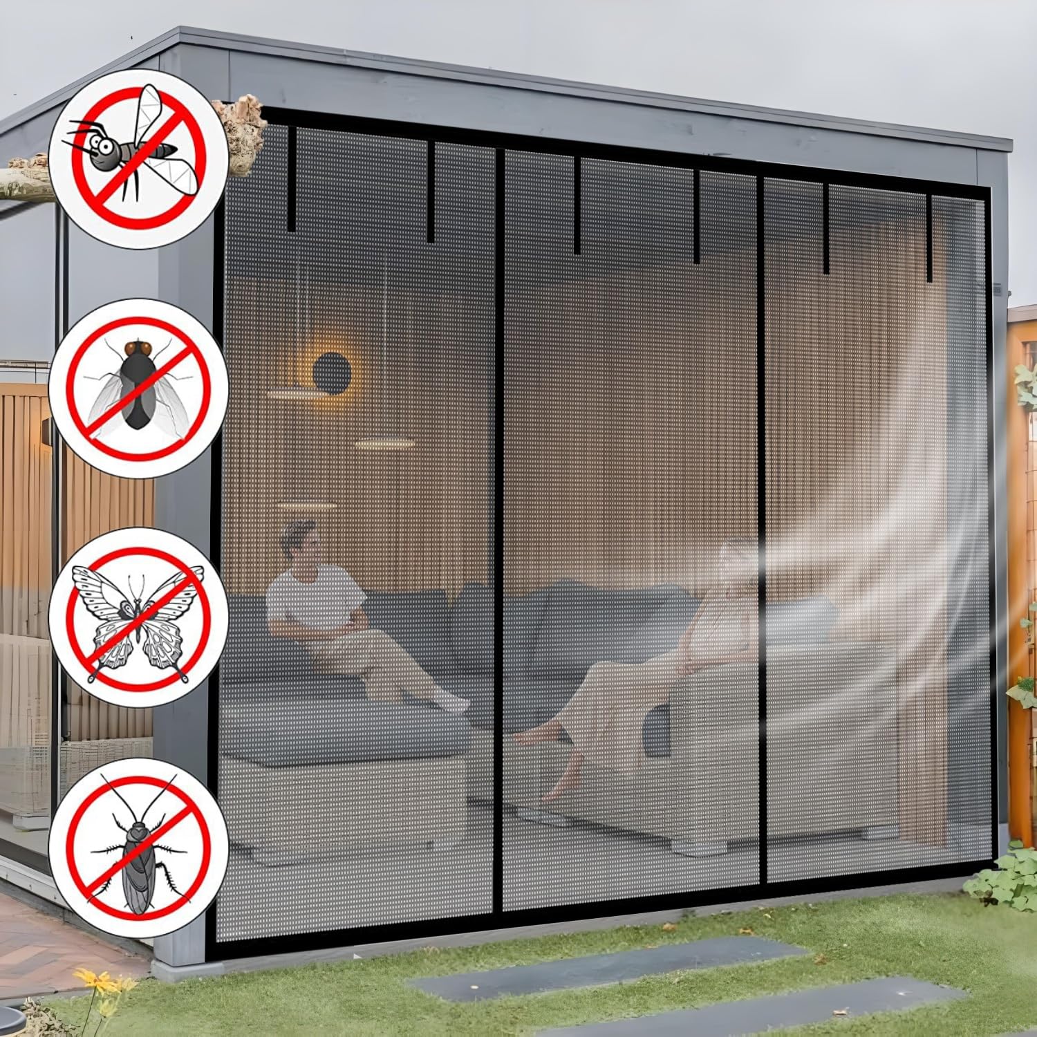 Generisch Magnet Fliegengitters Tür Insektenschutz Garag Magnet Tür Abdeckung 244x214cm 274x214cm 488x214cm Fliegenvorhang Für Für Garage Tür Terrassenüberdachung Gartenhaus(274x214cm)