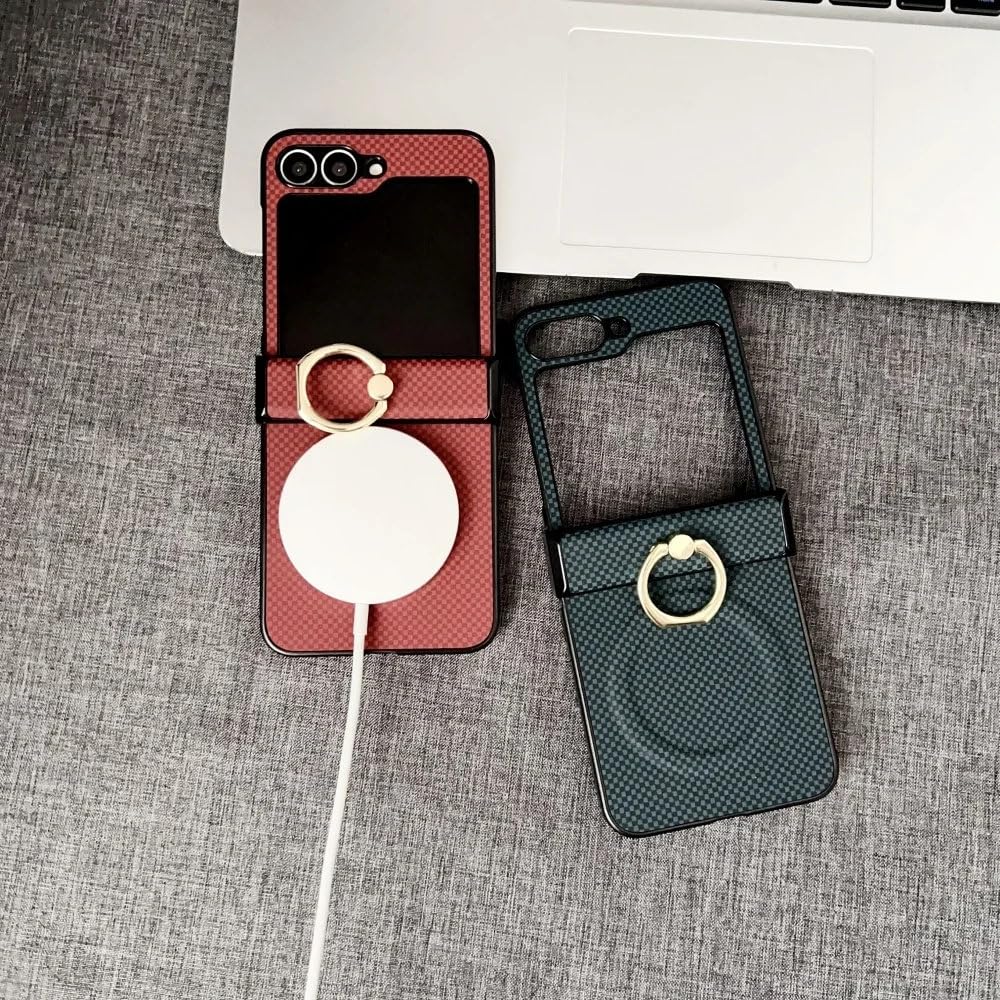 Funda de Cuero con Soporte magnético y bisagra para Samsung Galaxy Z Flip 6, 5, 4, 3 y 5G, Color marrón, para Samsung Galaxy Z Flip5