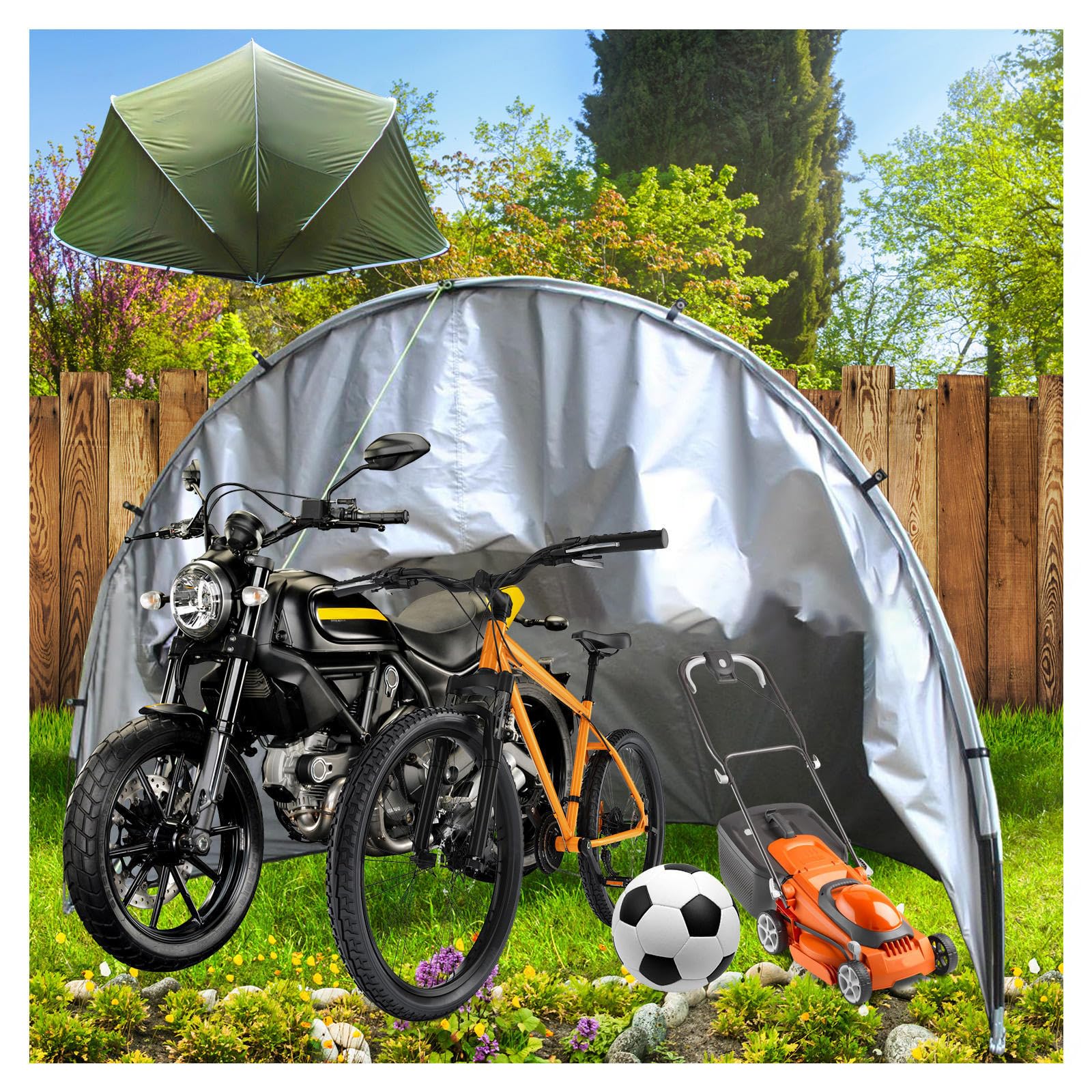 バイクガレージ　サイクルハウス　ガレージテント　バイクシェルター Amazon | Alebert バイクガレージ 自転車テント サイクルハウス