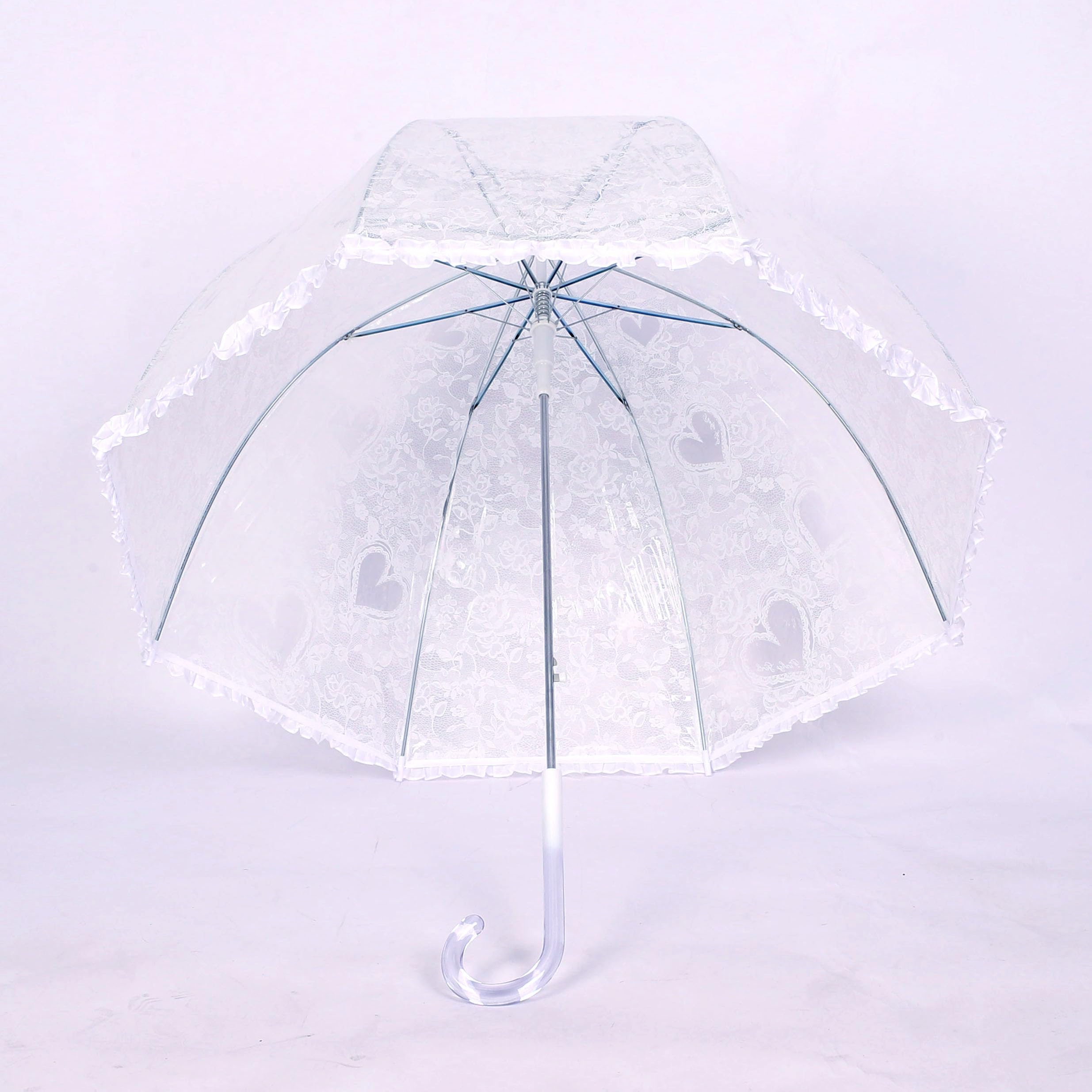 Chesoon Parasol de parapluie de dentelle en plastique Parasol de mariée de mariage Vintage Léger Dôme coupe-vent auvent avec 8 nervures