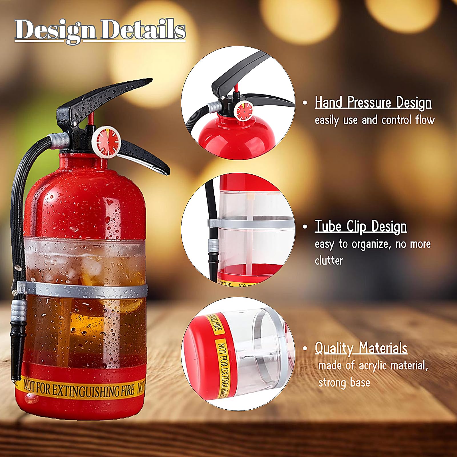 Dispensador de licor divertido con forma de extintor, dispensador de licor de 2L/70 onzas, dispensadores de bebidas para vino, licores, cerveza y bebidas 5