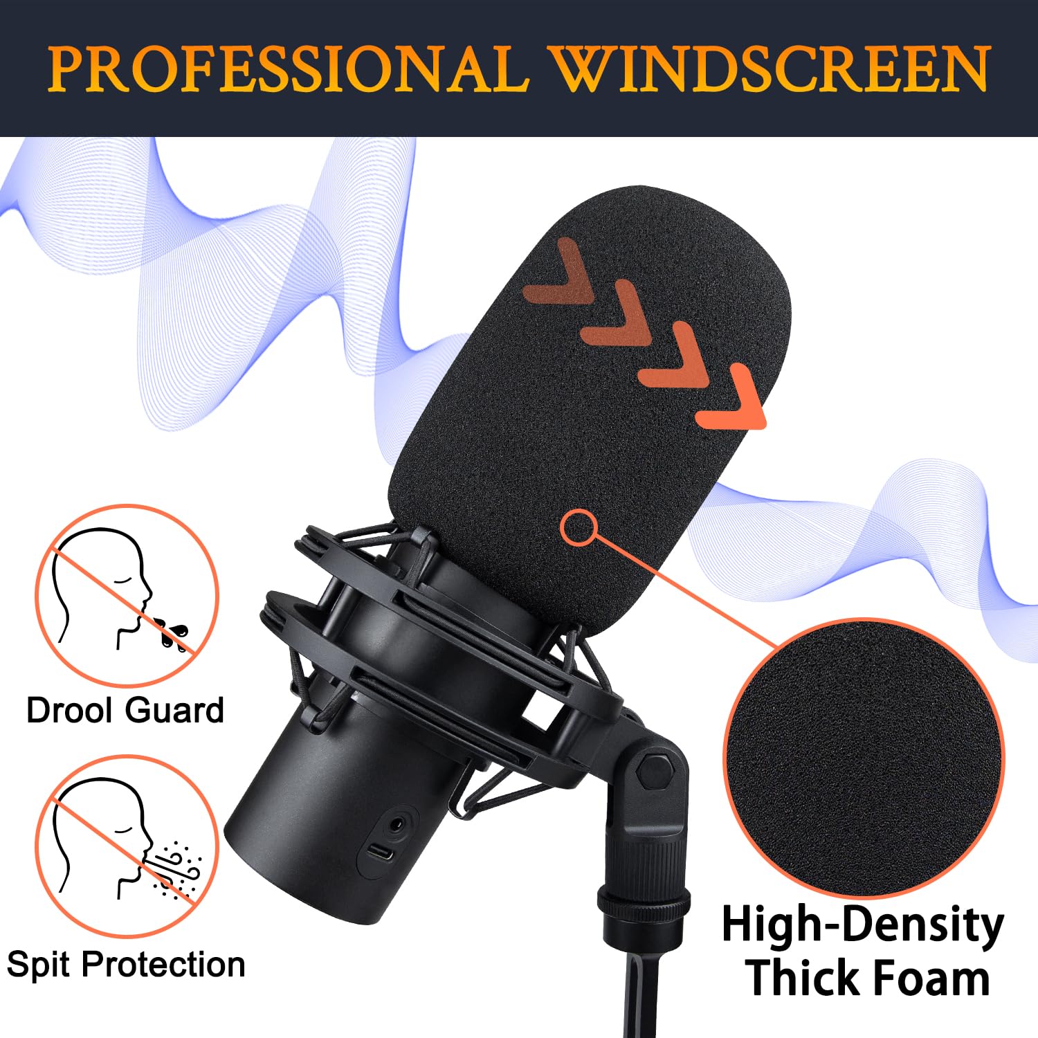 SOULWIT Microphones Pop Filter for HyperX QuadCast 2 - USB (Does Not Fit QuadCast 2S), Protective Mic Cover Windscreen Foam - Black - Image 4