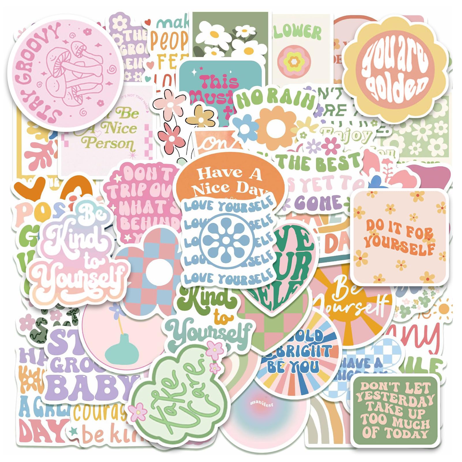 100 Pcs Pink Motivational Stickers Laptop Cute Sticker Self Adhesive Waterproof Vinyl Sticker for Girls Bookish Scrapbook Aesthetic Stickers for Water Bottles Book Laptop Guitar Skateboard Suitcase