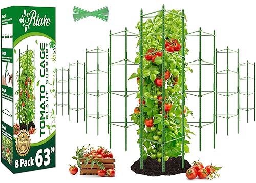 Riare 8 Pack 5.2 FT Tomato Cages for Garden- 63inches