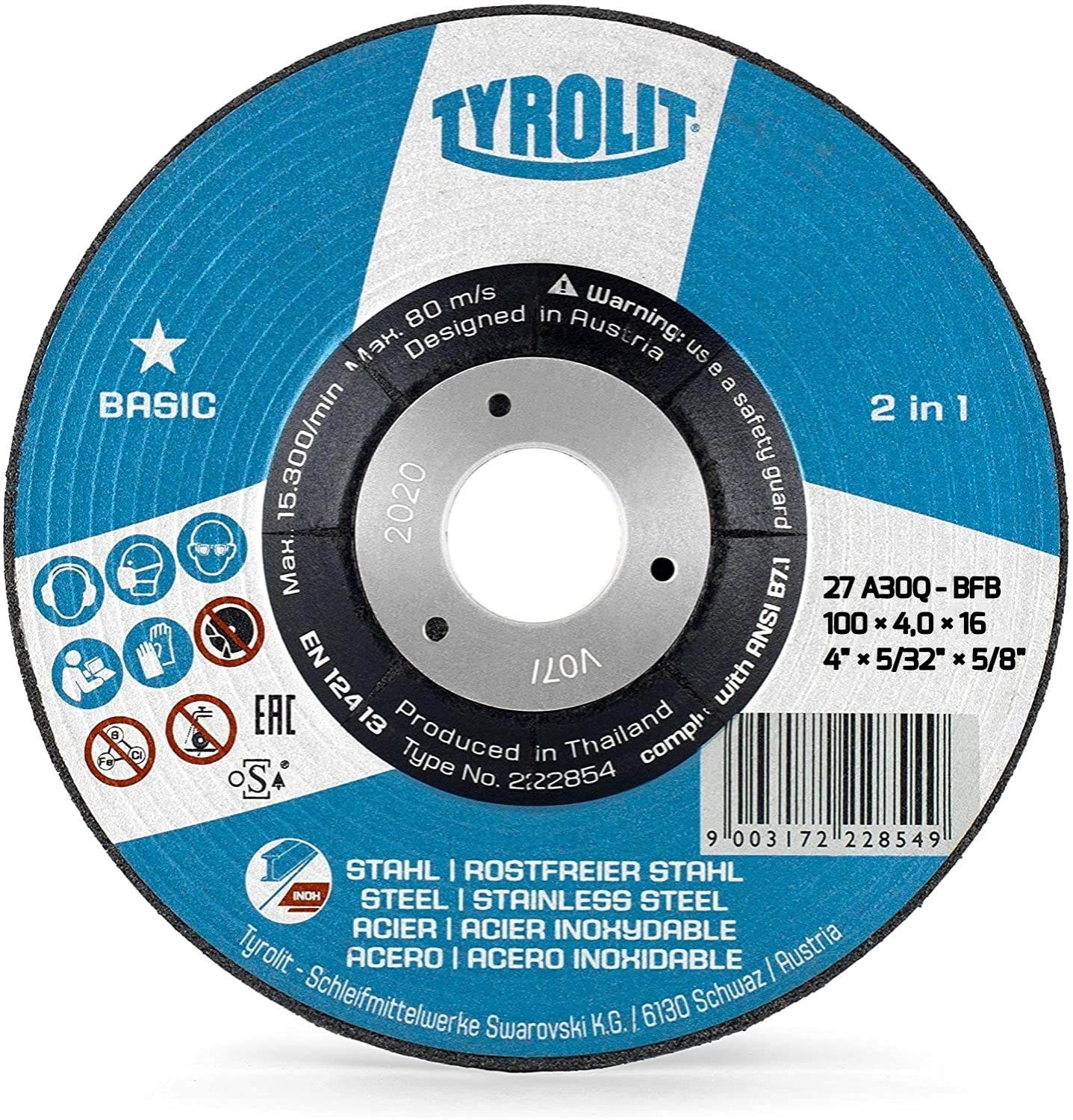 Tyrolit 4 Inch Grinding Wheel Angle Grinder Disc For Angle Grinder 100mm × 4mm × 16 mm for Stainless Steel And Steel Grinding - Pack Of 10 Pieces (B098S1NN2T) Amazon Price History, Amazon Price Tracker