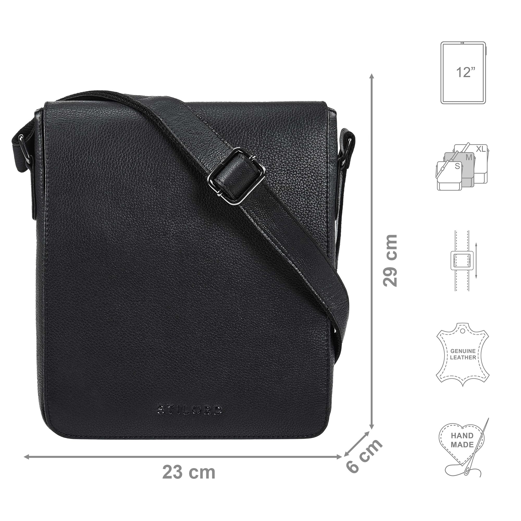 STILORD 'Cosmo' Vintage Mariconera Piel Auténtico para Hombres Bolso Bandolera Mediana Compacta para Tablet 12 Pulgadas Messenger de Piel Auténtica Bolsa Cruzada