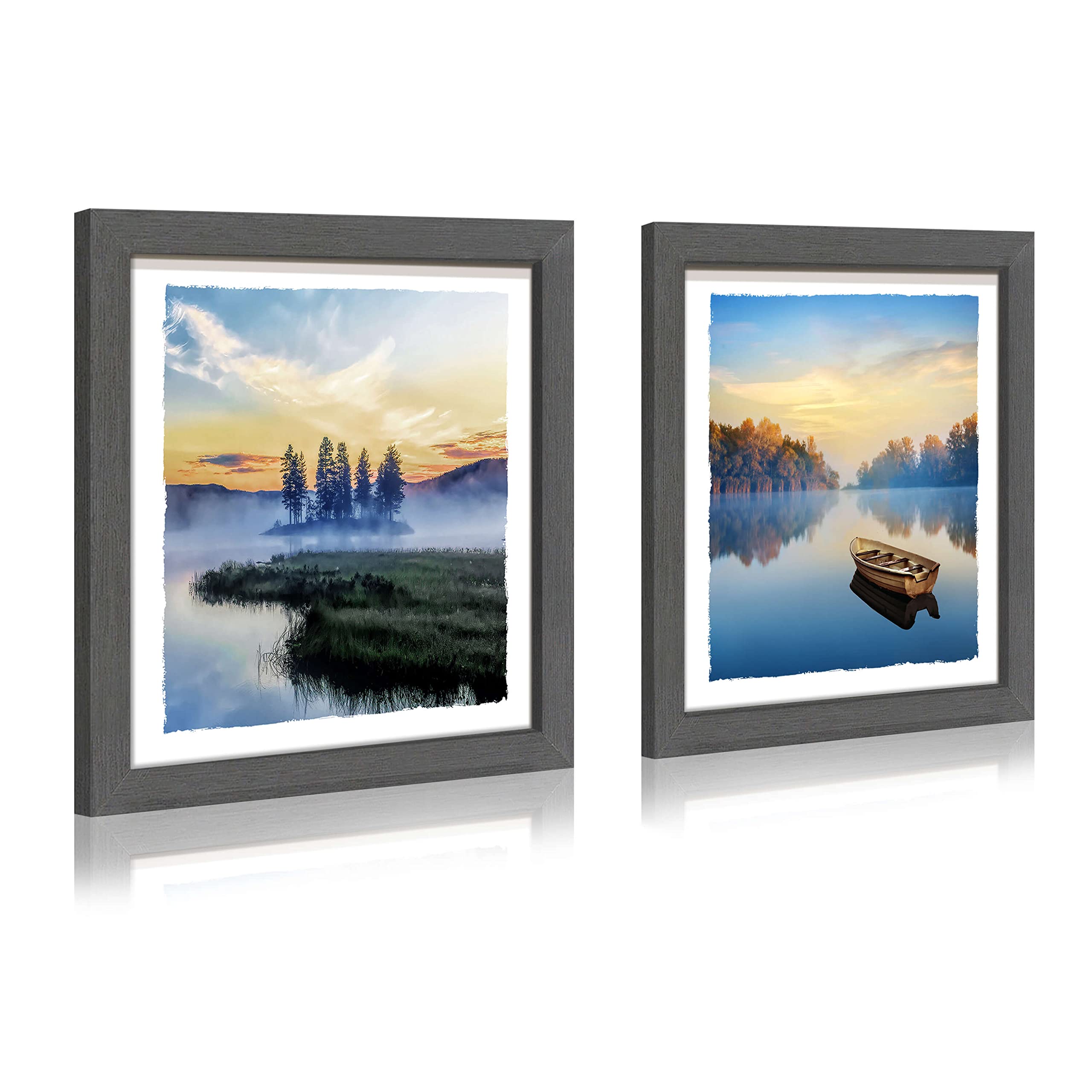Lake Landscape Framed Wall Art Modern Foggy Mountain