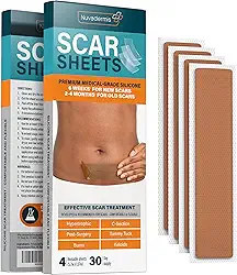 NUVADERMIS Folhas de cicatriz de silicone - Folhas de cicatriz extralongas para cesariana, abdominoplastia, queloide e cicatrizes cirúrgicas - Folhas de cicatriz de silicone reutilizáveis de grau