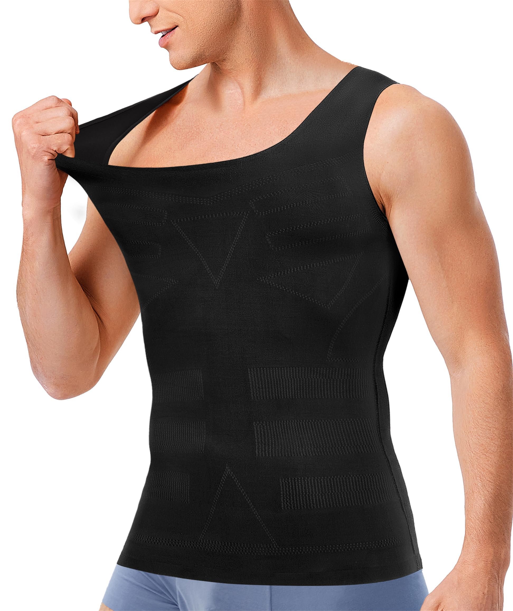KUMAYES Camiseta Reductora Hombre de Compresión, Camiseta Tirantes sin Mangas para Hombre, Adelgazamiento Body Shaper Chaleco Ropa Gimnasio Tank Tops