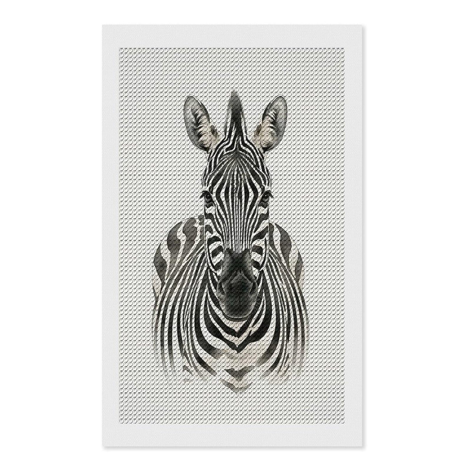 Junmoney Watercolor Zebra Portrait Full Drill Diamond Painting Kit 12"x20", Sparkling Round Gems, Decorate Your Room, Mindful Craft Activity