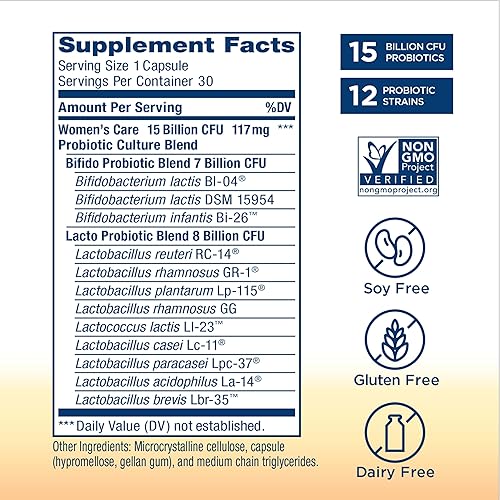 Miniatura 3 de Renew Life Probióticos para mujeres, 15 mil millones de UFC garantizados, suplemento probiótico para la salud digestiva, vaginal e inmunológica,