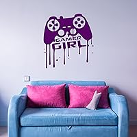 Vista 3 de Vinilo adhesivo para pared, diseño de chica Gamer, videojuegos, sala de juegos para adolescentes y sala de juegos, pegatinas grandes (689 ig)