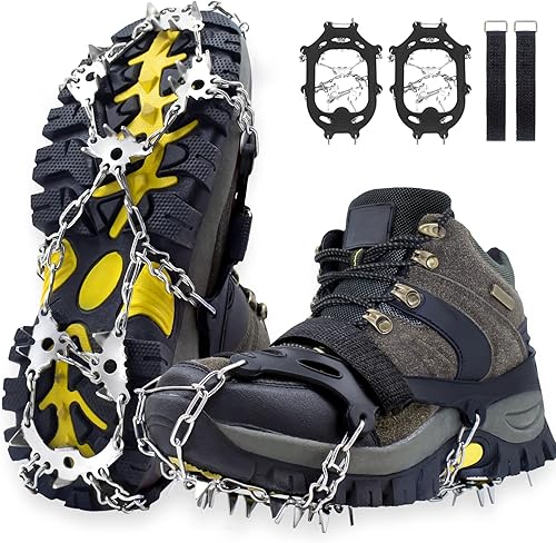 Crampons - Tacos de hielo antideslizantes, 28 puntas de acero inoxidable, adecuados para todas las botas, zapatos de gran protección para