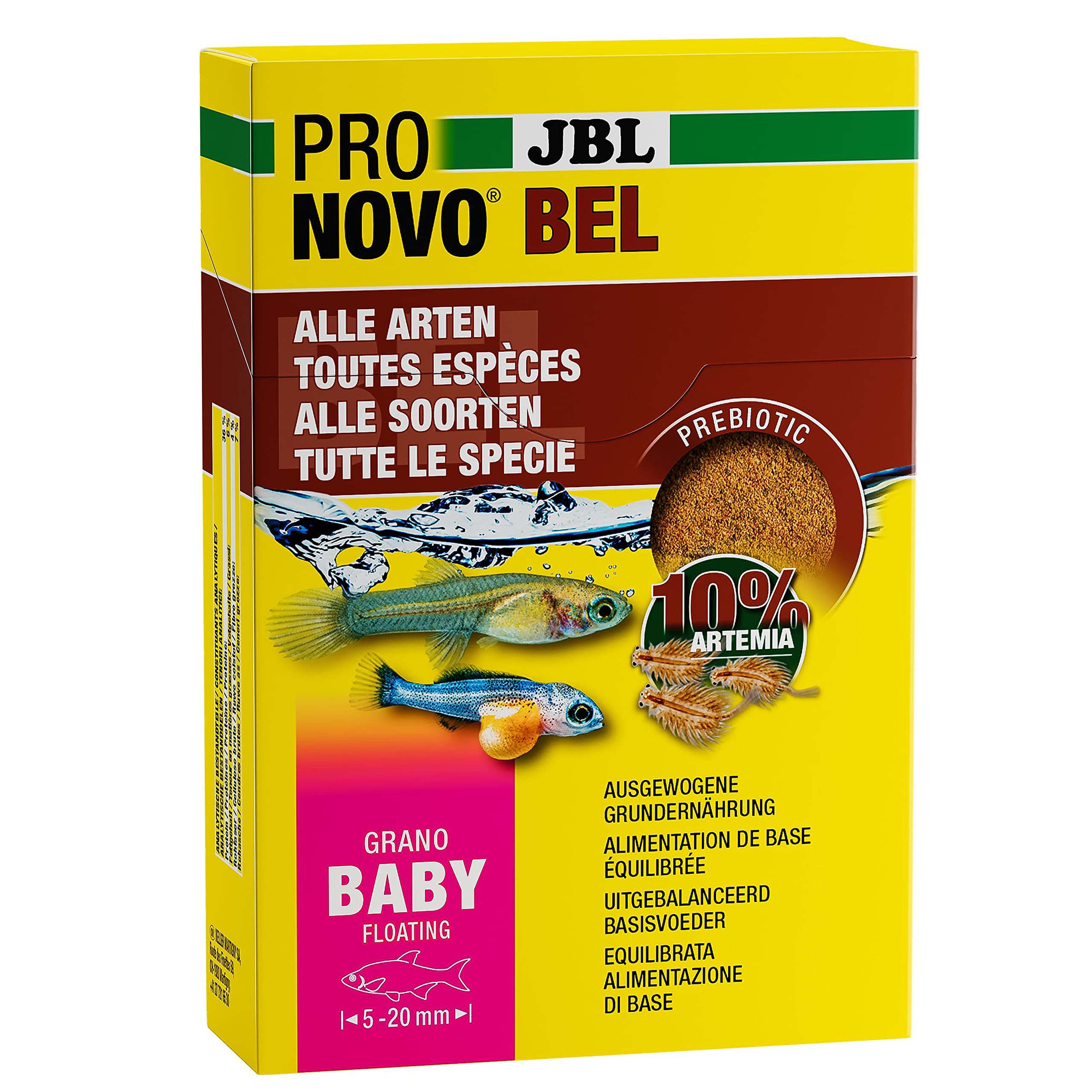 JBL PRONOVO BEL Grano Baby alimento de cría para Peces jóvenes, granulado de alimento para Peces, 3 x 10 ml