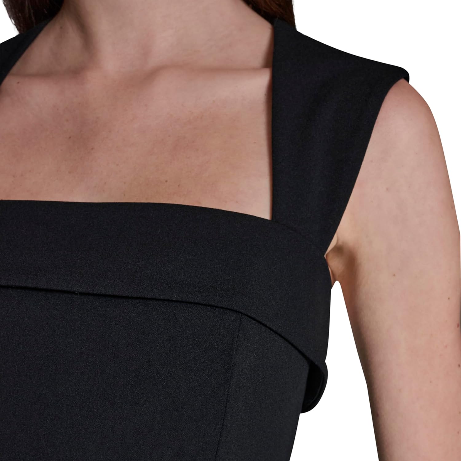 BCBG Womens Sleeveless Square Neck Solid Crepe A-line Dress - Image 5