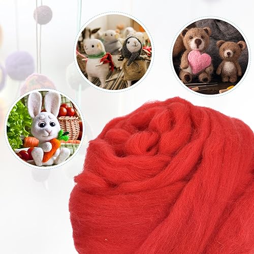 Miniatura 96 de uxcell Lana de fieltro con aguja, hilo de lana de fibra natural de 3.5 onzas para fieltro húmedo, manualidades, materiales de bricolaje (azul cielo)