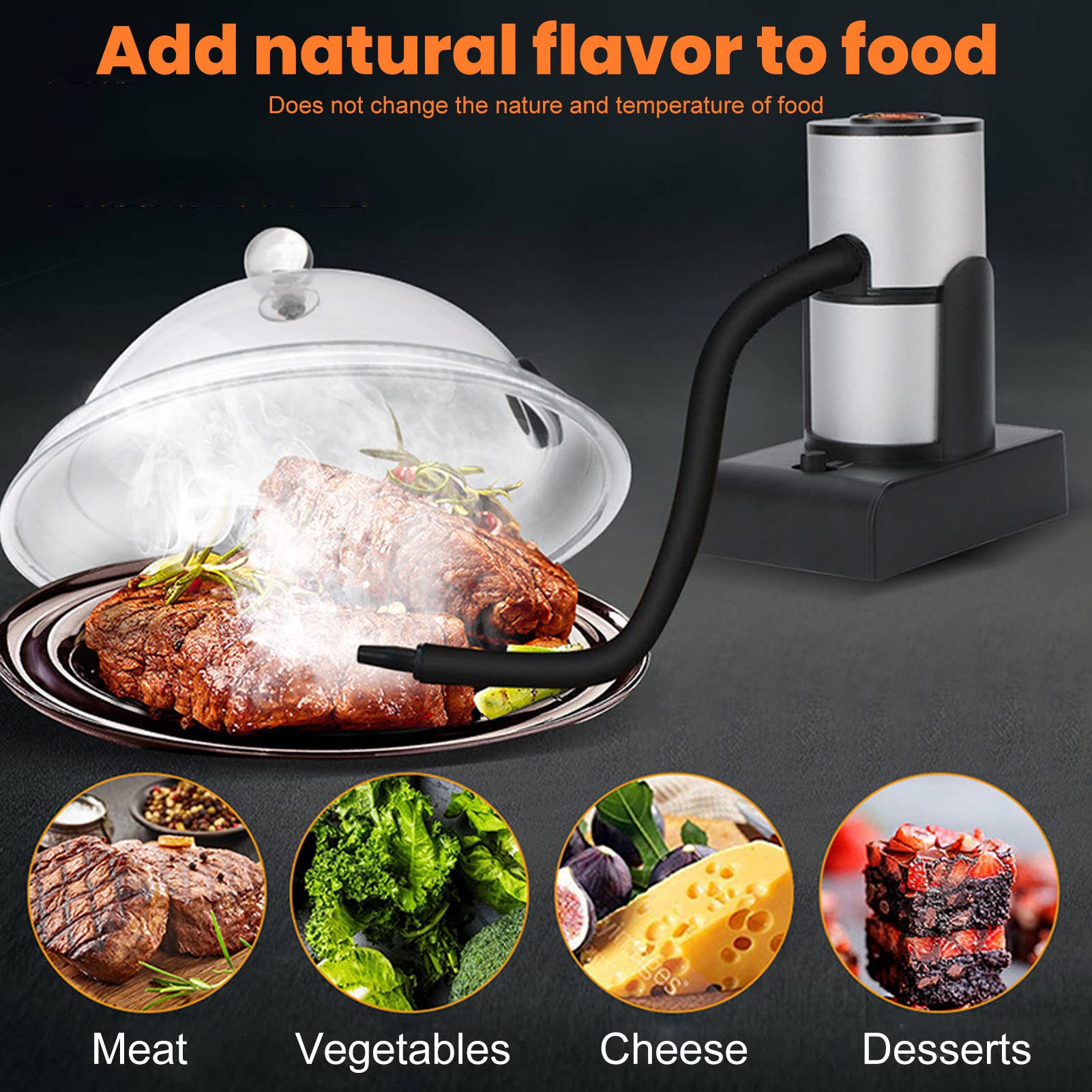 Yosoo Health Gear Macchina per Affumicatura Infusore per Fumo Portatile in Lega di Alluminio Strumento Compatto per Affumicare a Freddo per Cocktail Cibo e Carne Design con 2 Batterie AA per