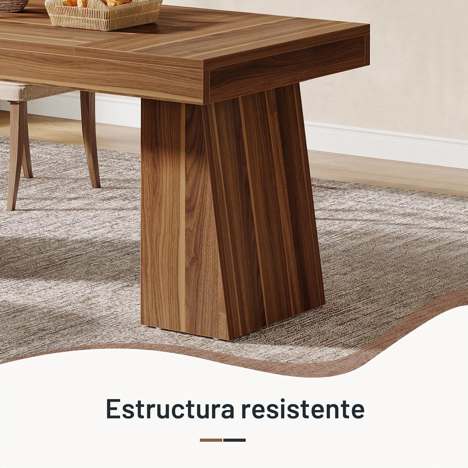 Tribesigns Mesa de Comedor 140 cm para 4-6 Personas, Mesa de Comedor Rectangular para Cocina, marrón