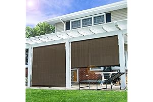 E&K Sunrise 8'W x 6'H Roll Up Shade, Outdoor Roller Shade Blind...