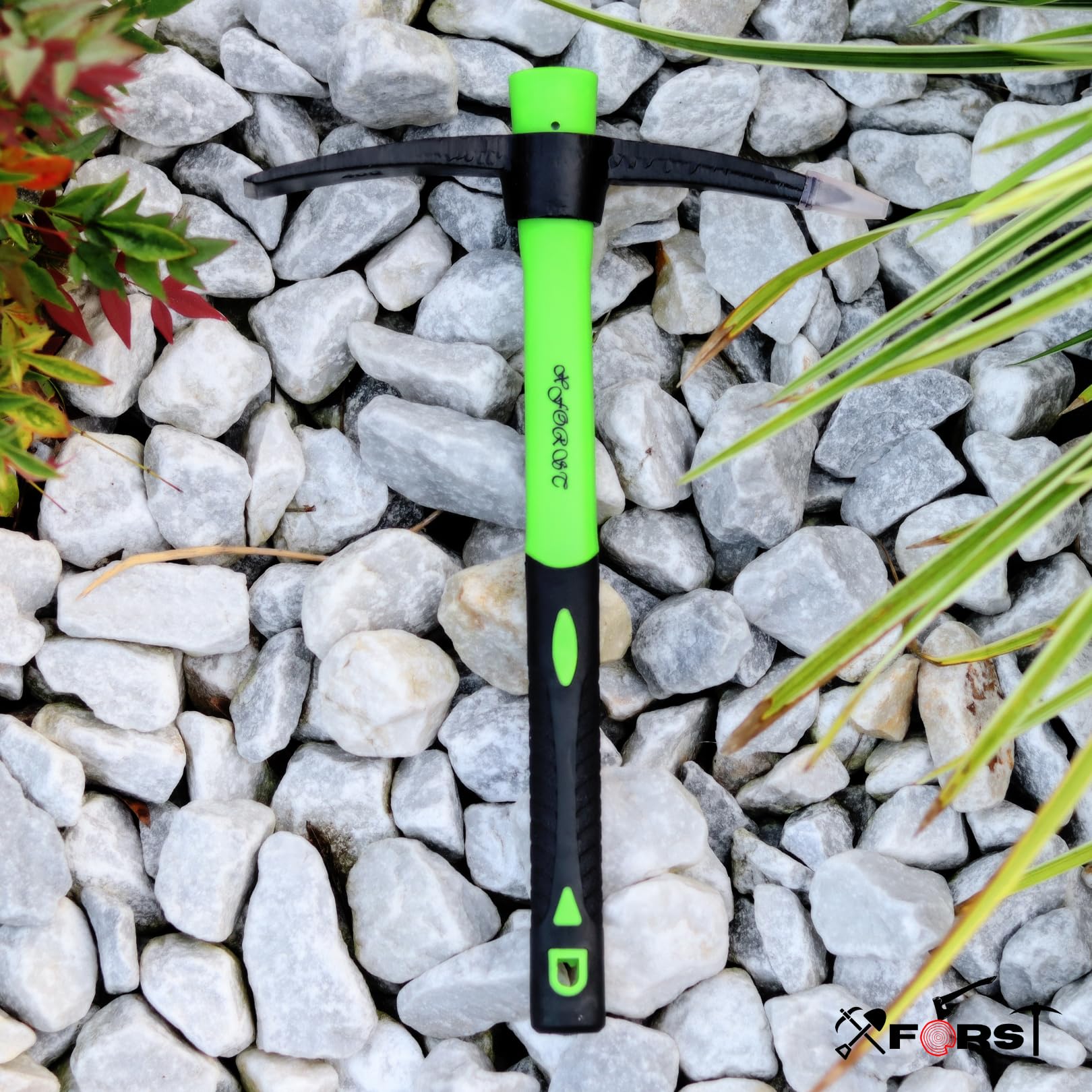 Xforst X-PF400 Mini Pioche Manche Fibre de Verre Tête Acier Forgé Traité Thermiquement Désherber Creuser Jardinage Camping Prospection