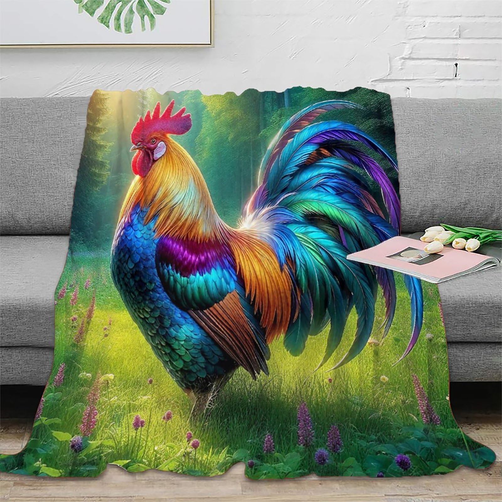 Couverture de lit coq en microfibre moelleuse pour remplacer les plaids lourds