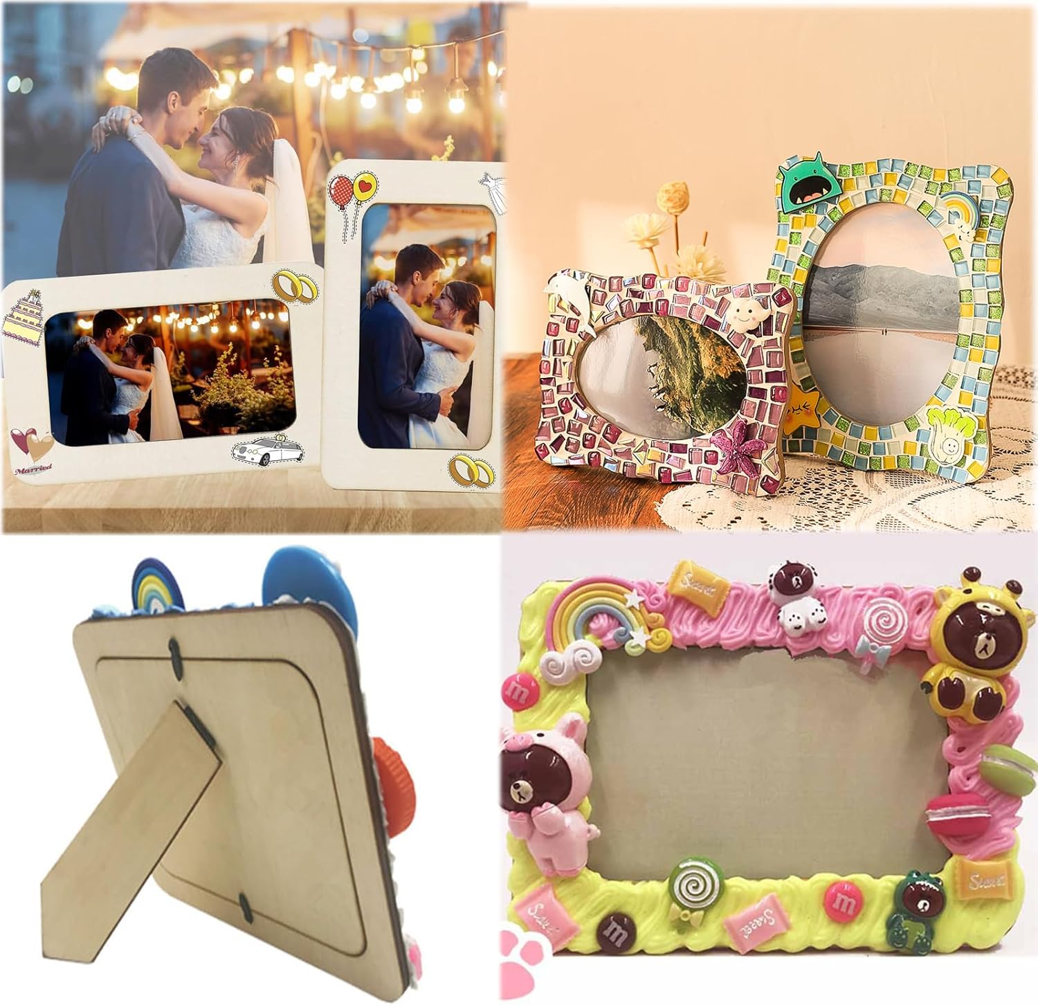 Wooden Picture Frames for 4 x 6 Photos, DIY Craft Projects, Painting, Birthday, Wedding,Unfinished Wood, Crafts Wood Decorate for Birthday Party Halloween Gifts,21 Pack
