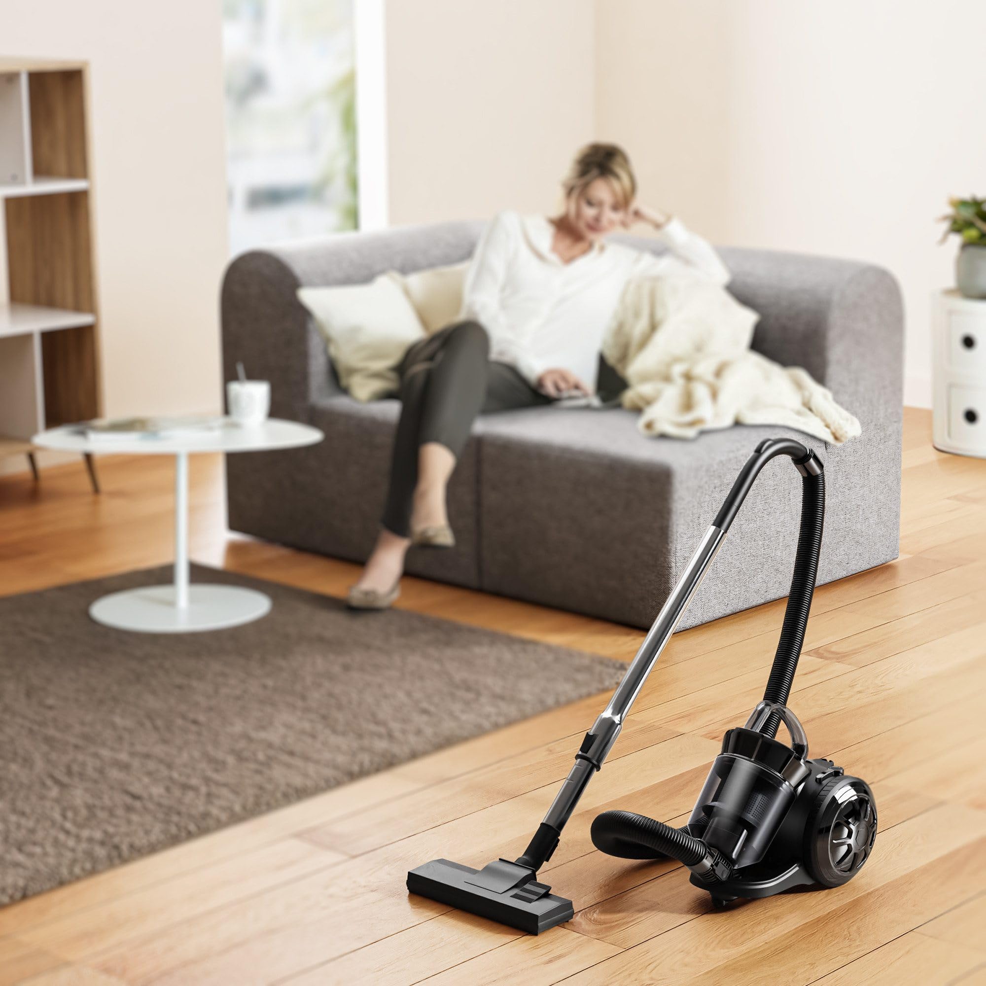OYLCDI Beutelloser Bostaubsauger ohne Beutel,1600W Staubsauger|70dB|Bodenstaubsauger|HEPA Filter Bodendüse für Parkett,Teppich,Fliesen,leistungsstarker Staubsauger mit 5m Kabel=13m Aktionsradius 2,2L
