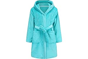 Kids Hooded Bathrobe Girls Soft Plush Hooded Flannel Pajamas Sleepwear Boys Spa Robe