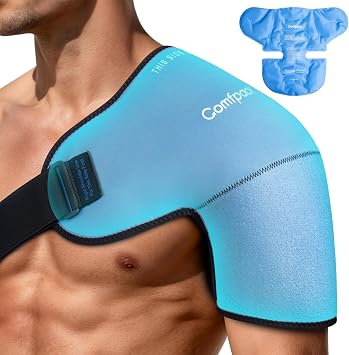 Comfpack Shoulder Ice Pack Wrap, Shoulder Brace for Rotator Cuff and Arm, 3D Gel Cold Compression Sleeve for Injuries, Bursitis, Tendinitis, Surgery Recovery, Easy to Put On & Take Off, Gifts