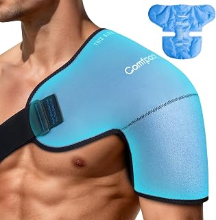 Comfpack Shoulder Brace Ice Pack Wrap for Rotator Cuff and Arm, 3D Gel Cold Compression Sleeve for Injuries, Bursitis, Tendinitis, Surgery Recovery, Easy to Put On & Take Off, Gifts