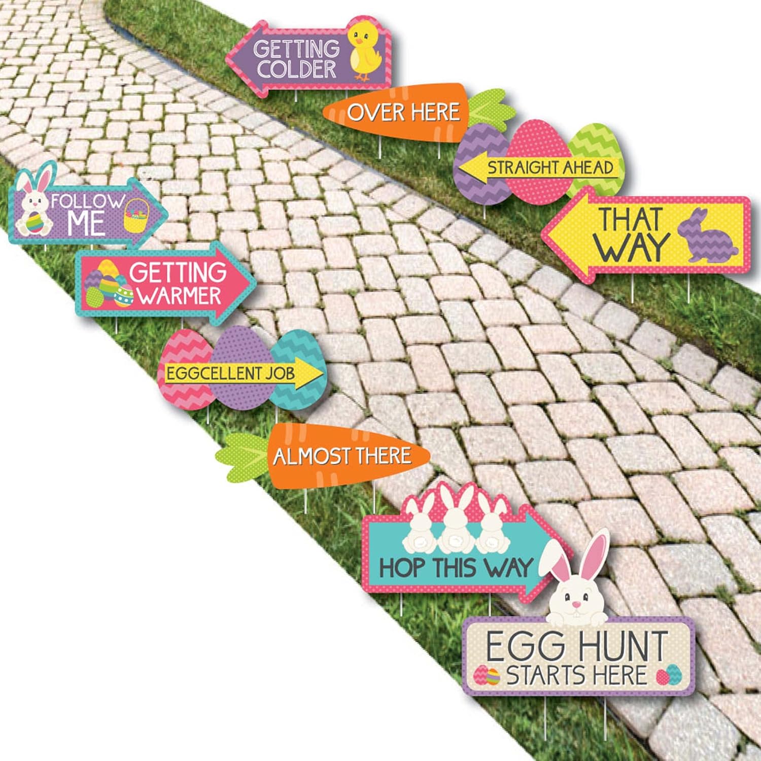 Amazon.com : Big Dot of Happiness Easter Egg Hunt Arrow Yard Signs ...