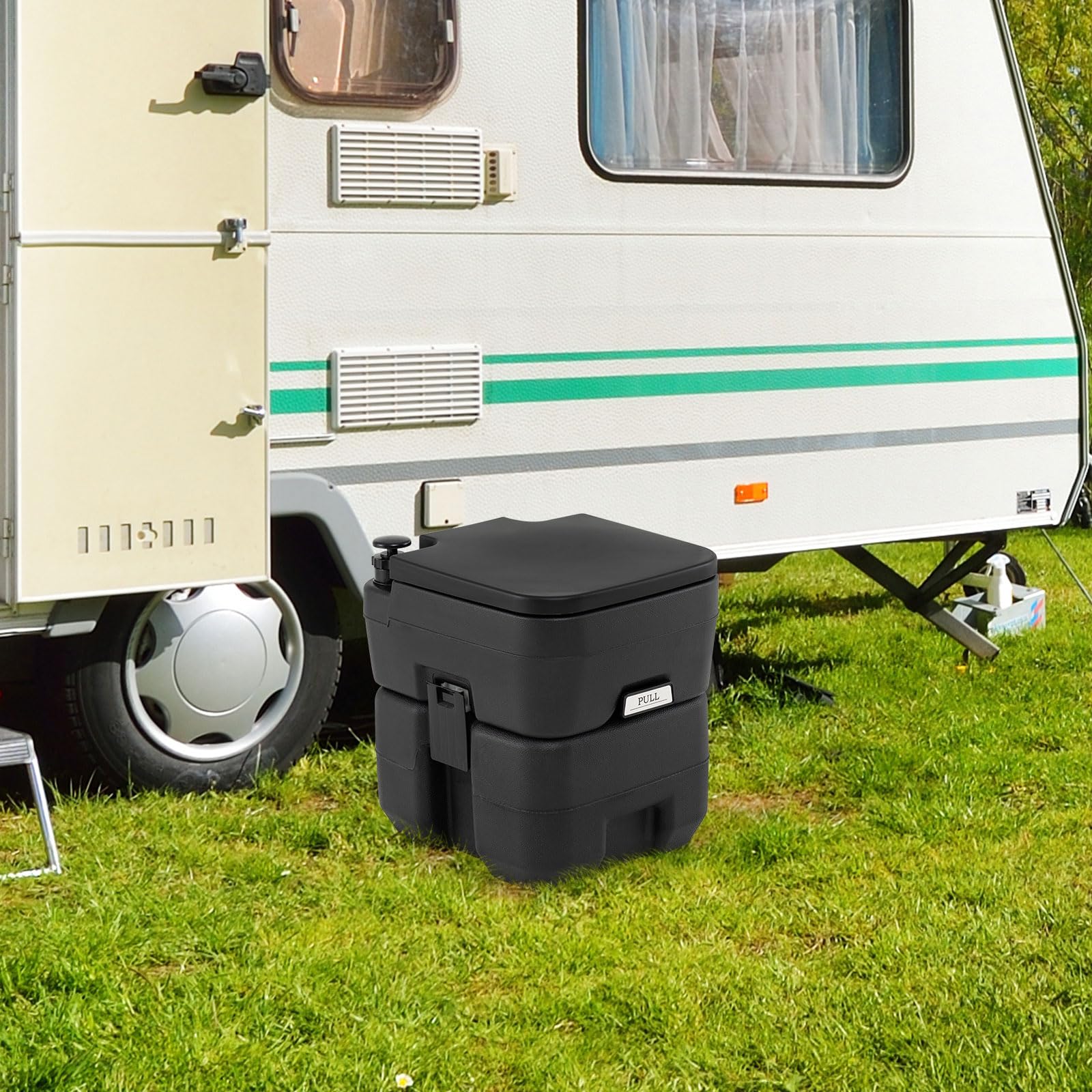 GYMAX Campingtoilette, 20L Reise-Totillete mit auslaufsicherem Toilettensitz, abnehmbarem Abwassertank & Griff, Mobile Campingklo für Reisen, Garten & Camping
