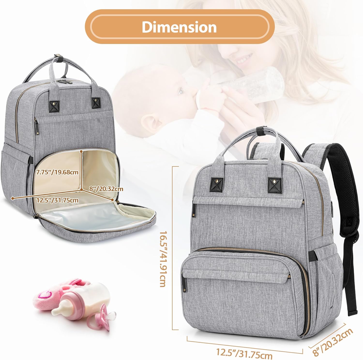 Damero Breast Pump Bag with Compartments for Cooler Bag and Laptop, Breast Pump Backpack with Inner Divider (Fit Most Major Breast Pumps, Suitable for Working Moms) - Image 5