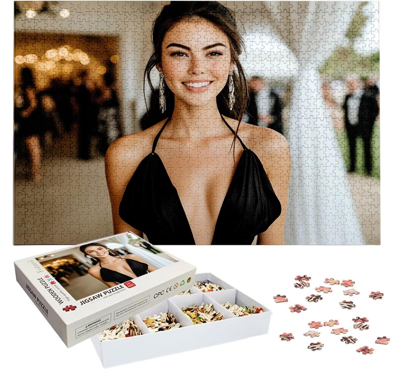 Puzzle Personalizado con Foto, Personalizada Rompecabezas Personalizado Diseña tu Logo Foto o Texto, Personalizado Navidad Halloween San Valentín Parejas Niños Familia Amigos h-2085