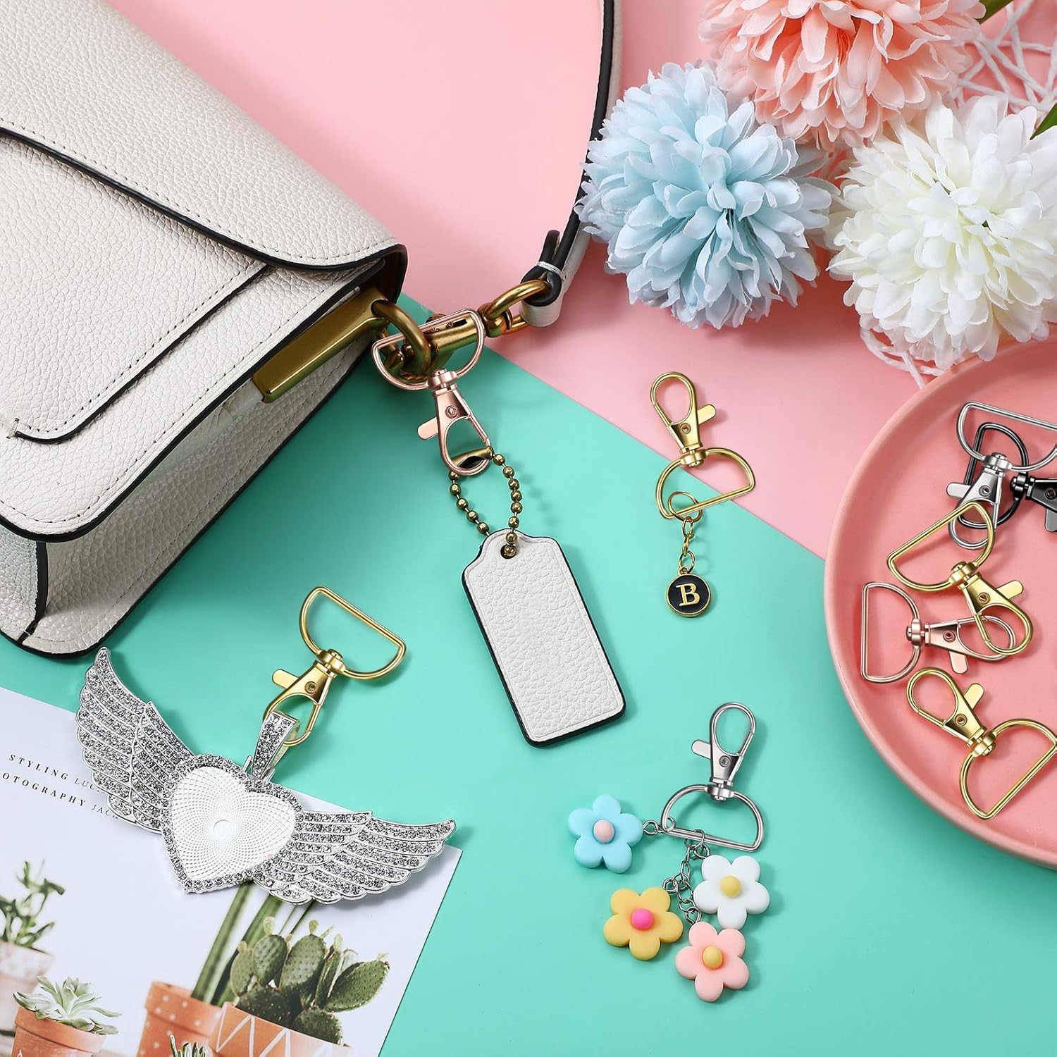 25 Pcs Metal Swivel Clasp Hooks 1 Inch D Ring Keychain Making Kit Lanyard Snap Hooks Keychain Clip Hooks Lobster Claw Clasps for Lanyard Making, Purse Hardware, DIY Craft - Image 5